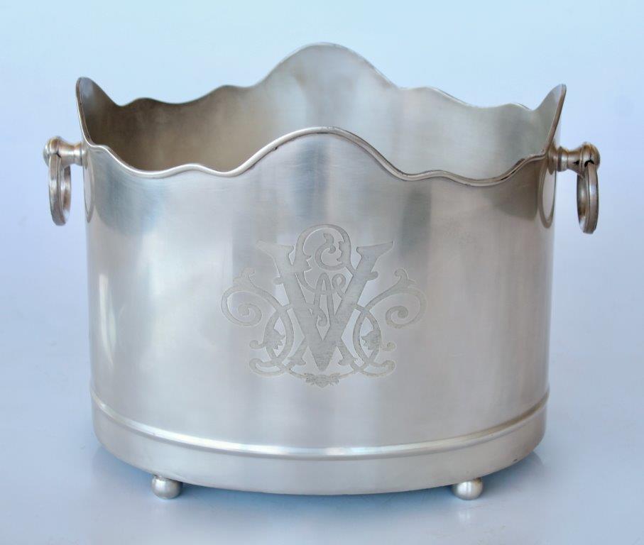 Oval Pewter Scalloped Edge Wine Bucket