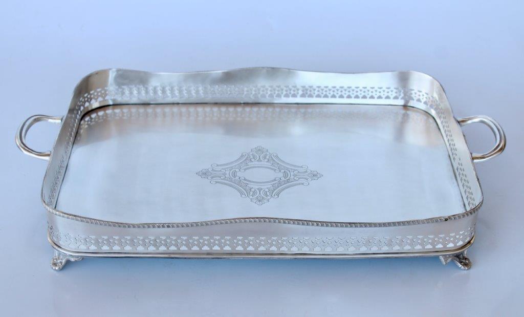Extra Large Cut-Out Pewter Tray With Handles
