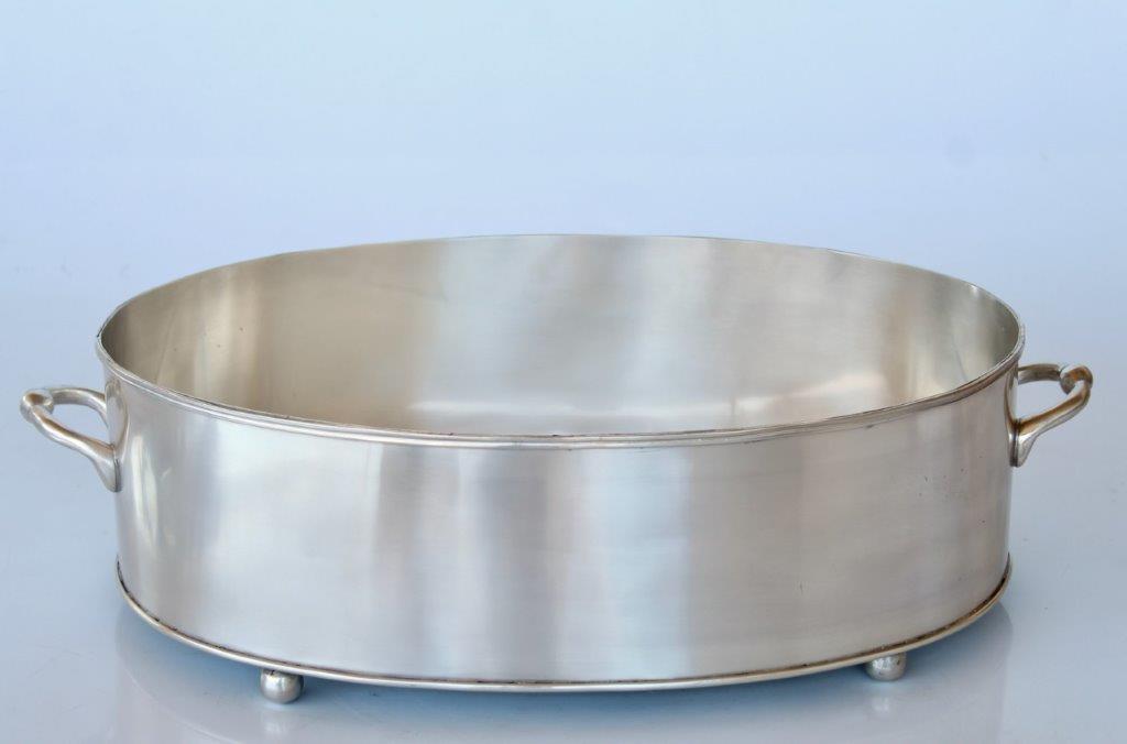 Large Pewter Low Oval Planter