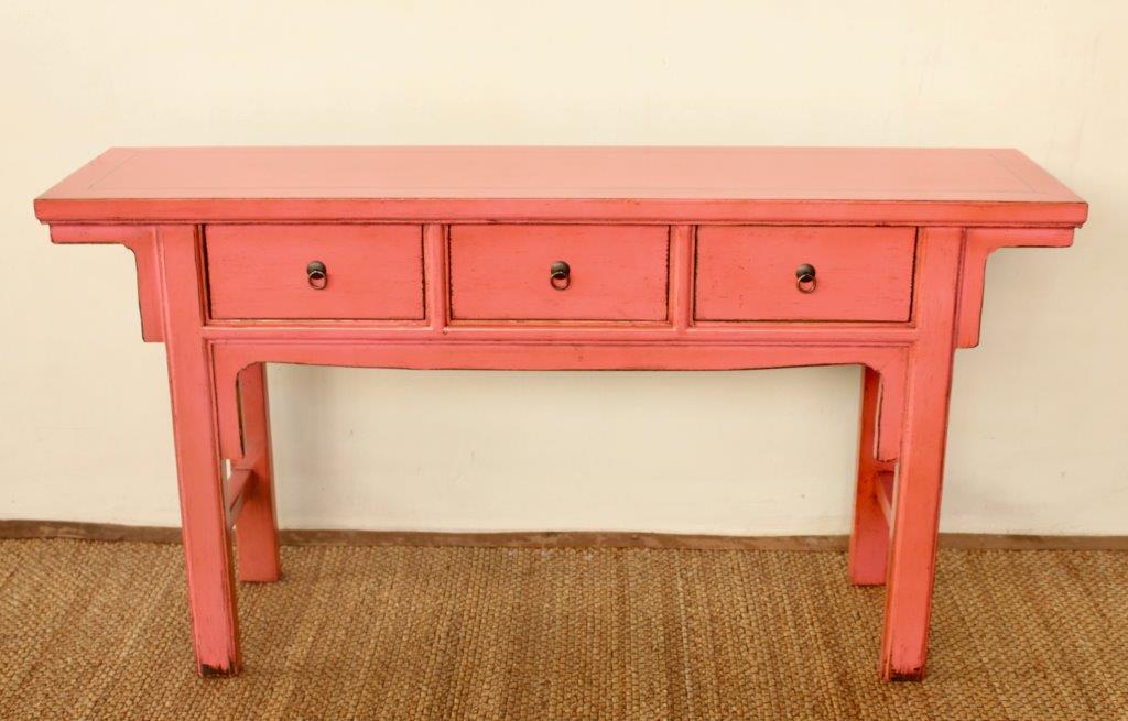 Pink 3 Drawer Side Table