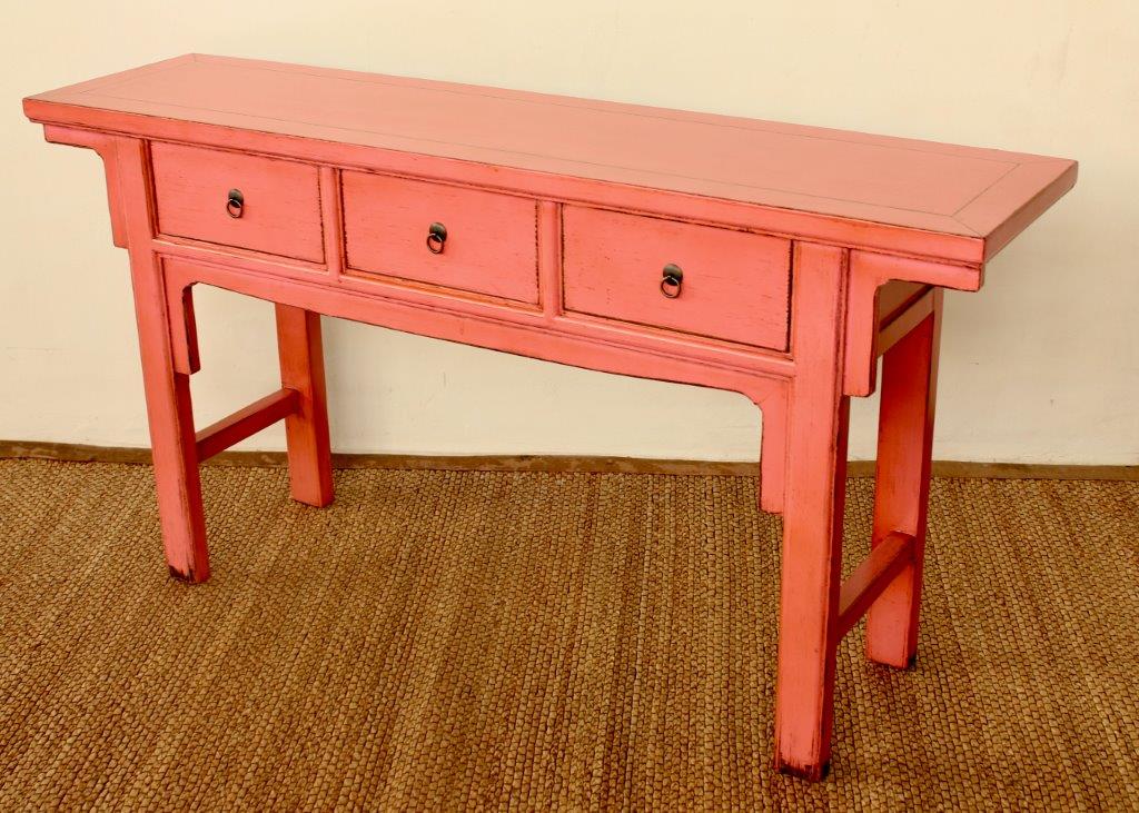 Pink 3 Drawer Side Table