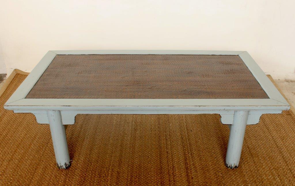 GREY COFFEE TABLE CANE TOP  52X182X100CM