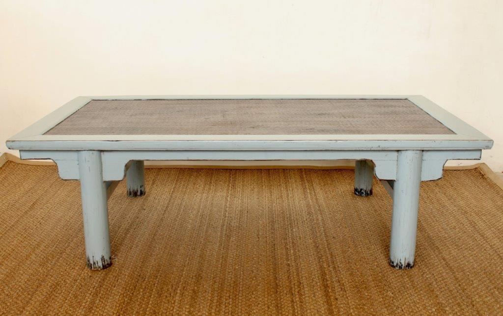 GREY COFFEE TABLE CANE TOP  52X182X100CM