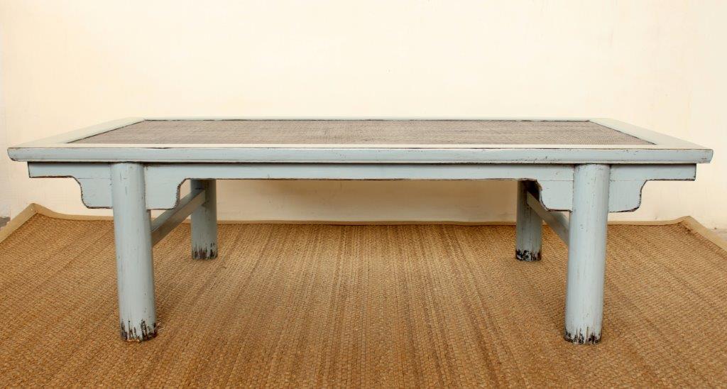 GREY COFFEE TABLE CANE TOP  52X182X100CM