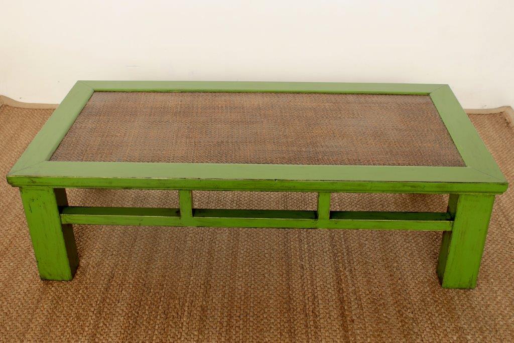 GREEN COFFEE TABLE CANE TOP  48X82X163CM