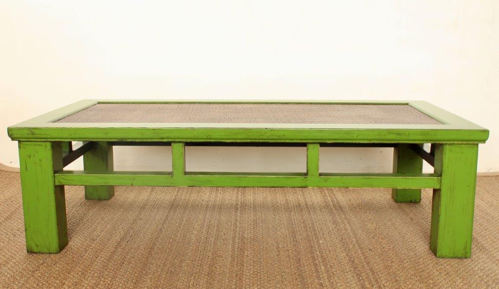 GREEN COFFEE TABLE CANE TOP  48X82X163CM