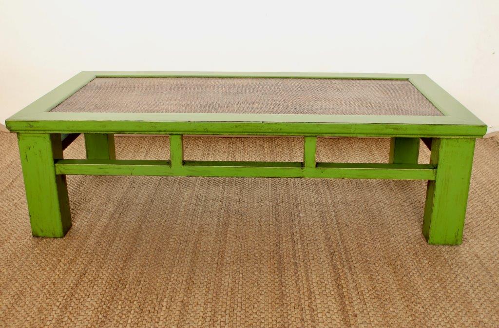 GREEN COFFEE TABLE CANE TOP  48X82X163CM