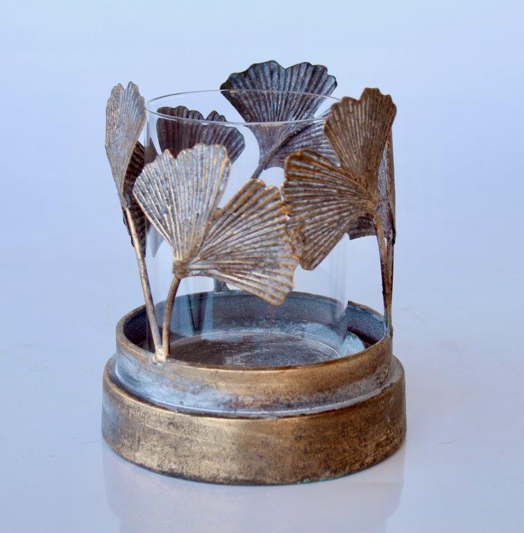 Gold Distressed Metal Candle Holder