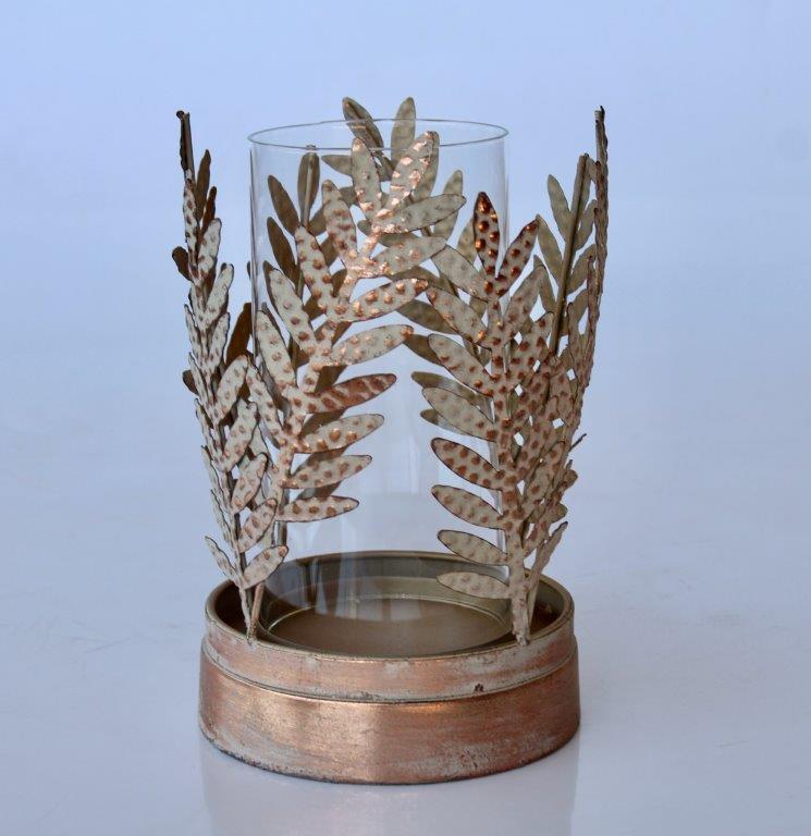 Copper Distressed Metal Candle Holder