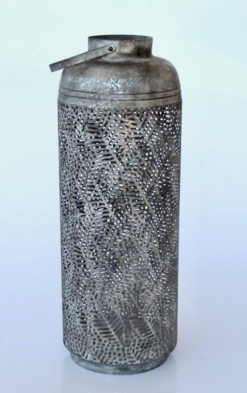 Large Tall Black Silver Metal Lantern