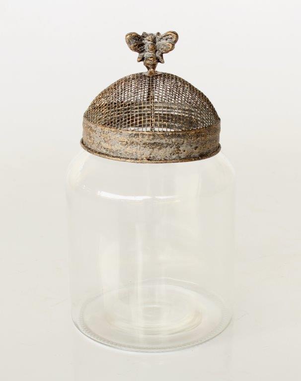 Glass Jar Mesh Lid With Bee