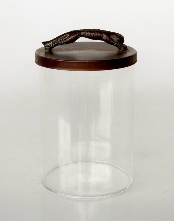 Glass Jar With Metal Leopard Lid