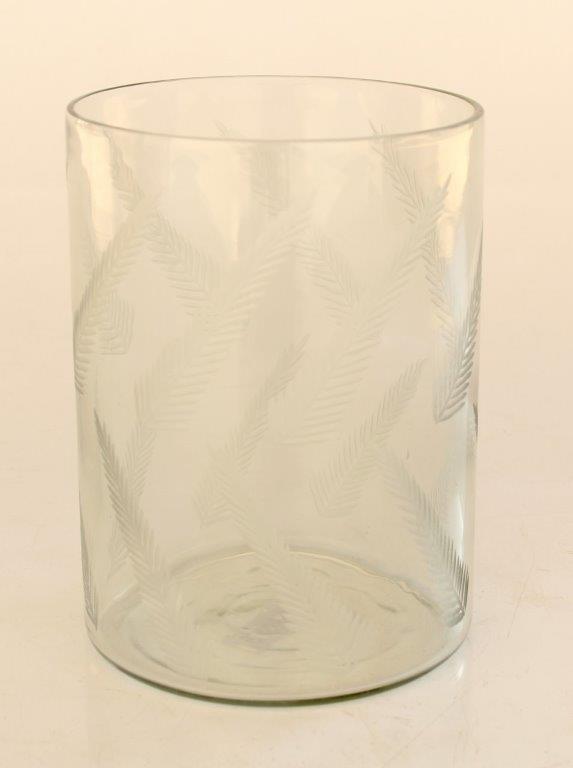 Clear Fern Pattern Glass Candle Holder