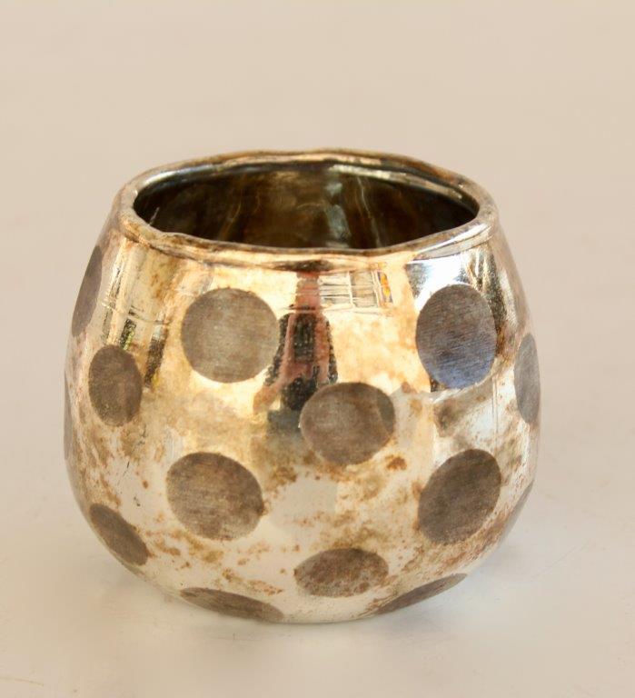 Small Silver Spot Glass Candle Holder