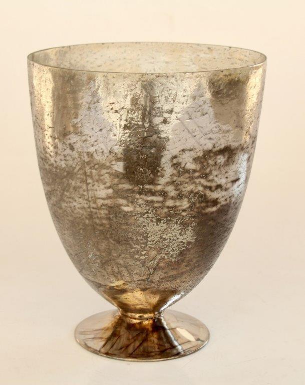 Silver Glass Vase On Foot