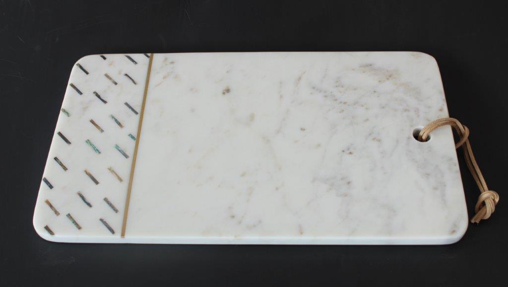 White Marble Chopping Board With Mother Of Pearl Inserts