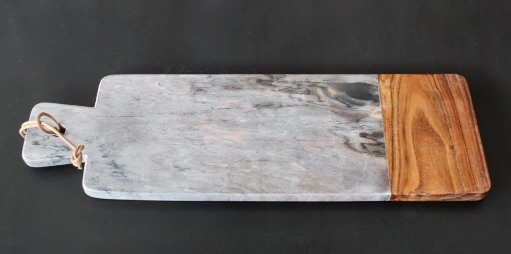 Dark Grey Marble & Wood Chopping Board