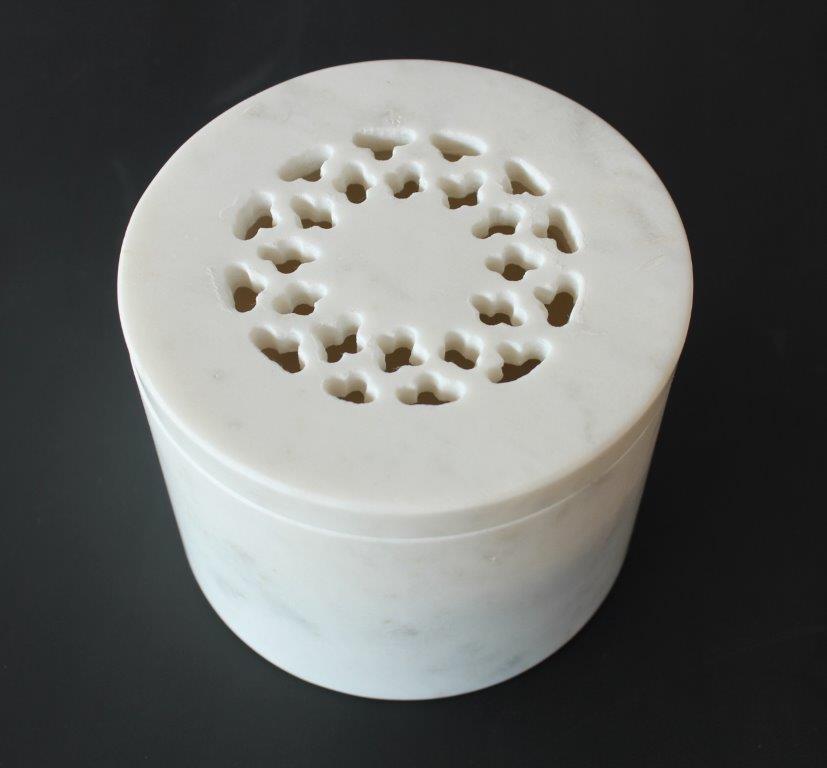 White Marble Round Box Cut-Out Lid