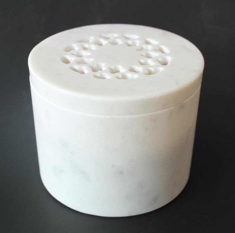 White Marble Round Box Cut-Out Lid