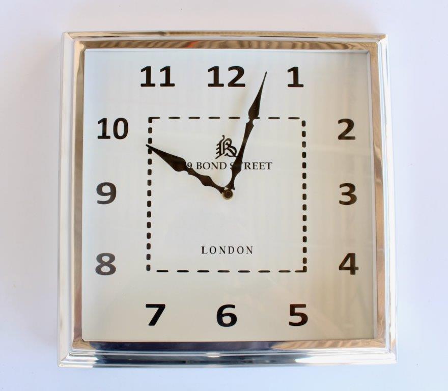 Silver Square Wall Clock