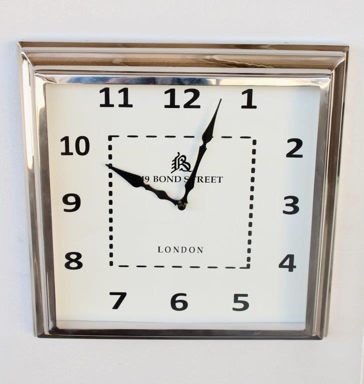 Silver Square Wall Clock