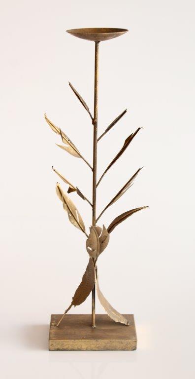 Gold Metal Leaf Candle Stick