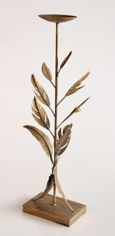 Gold Metal Leaf Candle Stick