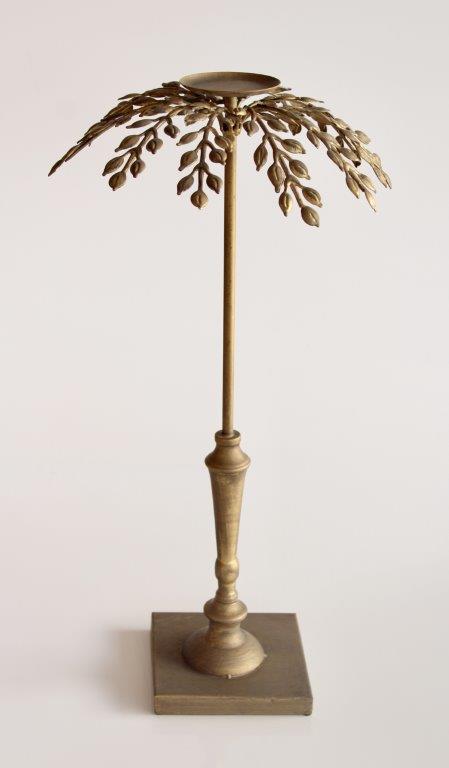 Gold Metal Leaf Candle Stick