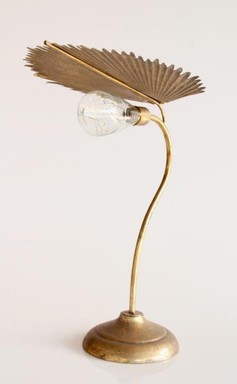 Gold Metal Palm Leaf Led Battery Operated Light