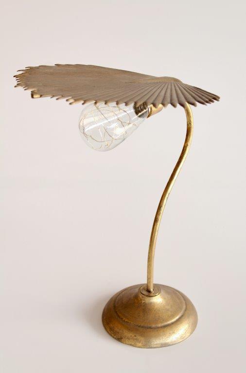 Gold Metal Palm Leaf Led Battery Operated Light