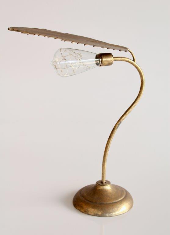 Gold Metal Palm Leaf Led Battery Operated Light