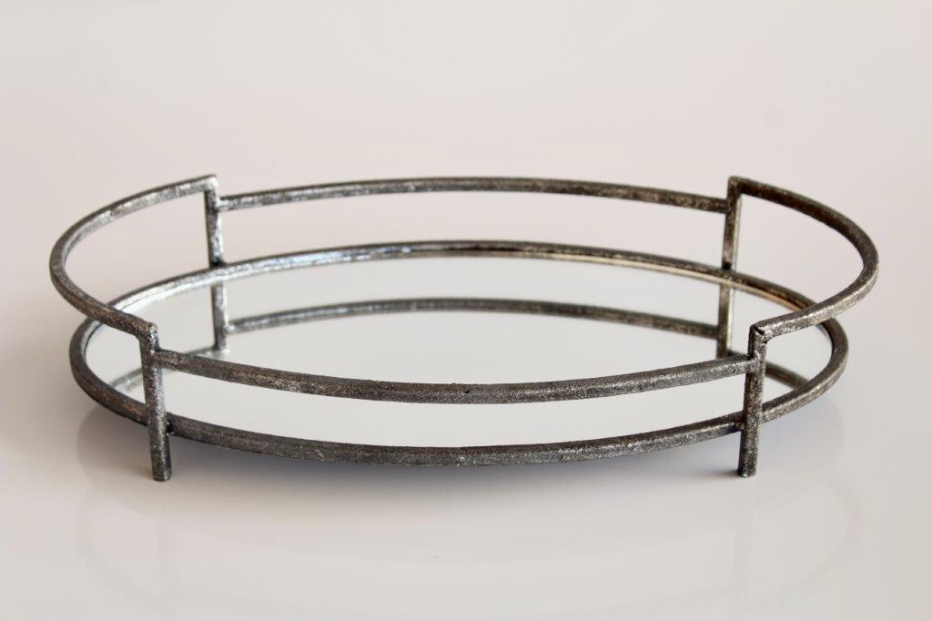 Medium Oval Silver Metal Tray