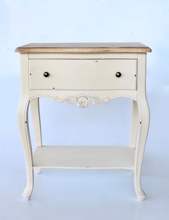 Off White Distressed 1 Drawer Bedside