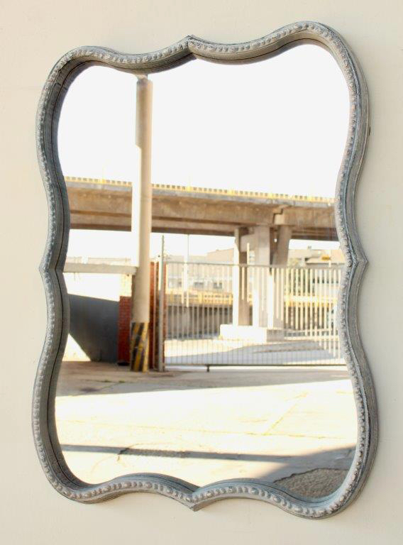 BLUE DISTRESSED RECTANGULAR SHAPE MIRROR  79X54CM