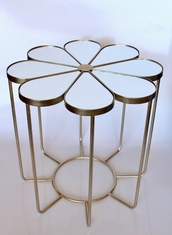 Round Petal Mirrored Table