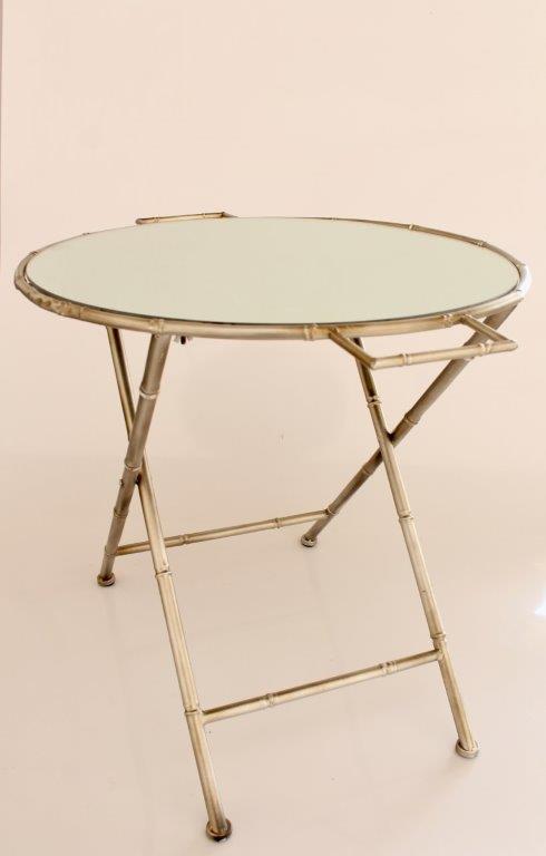 Round Mirrored Silver Butler's Tray With Handles