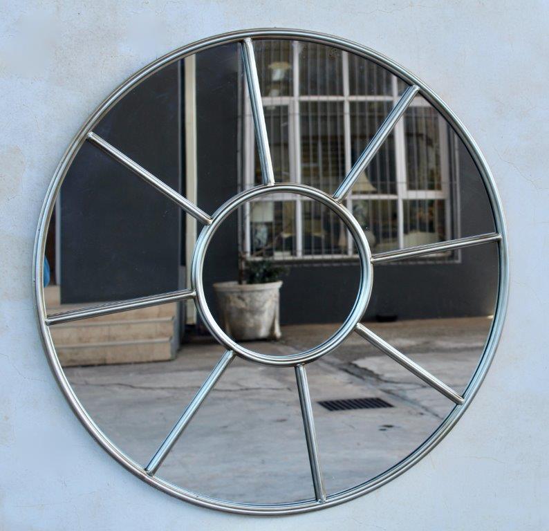 Round Pale Gold-Silver 9 Division Mirror