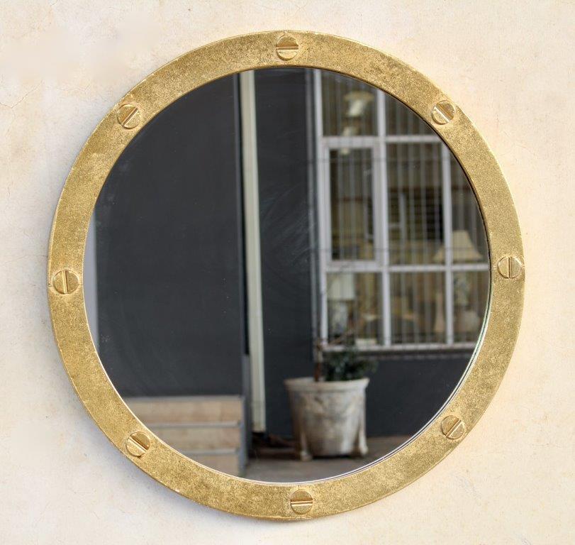 Round Gold Mirror With Metal Detail