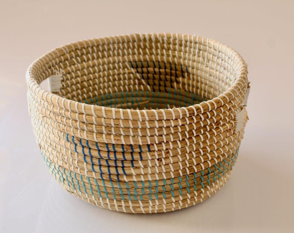 Set Of 2 Round Natural Seagrass Multi Colour Baskets