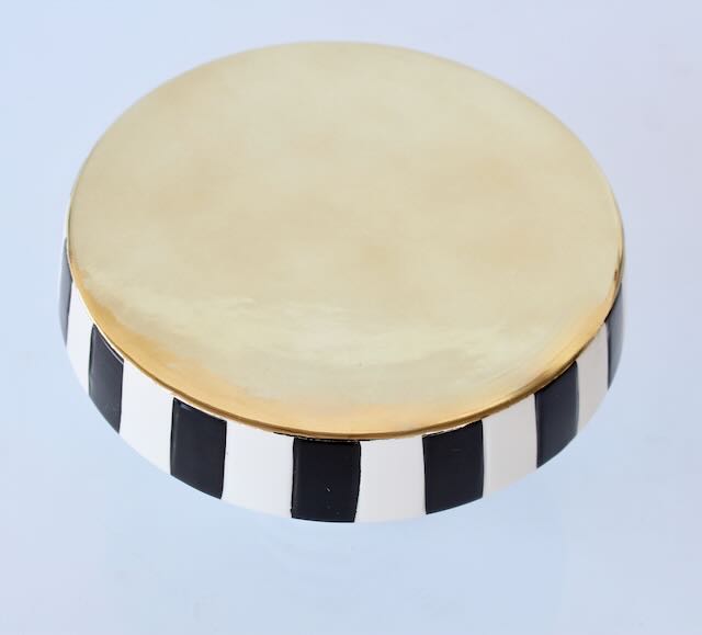Medium Black & White Cake Stand Stripe Edge
