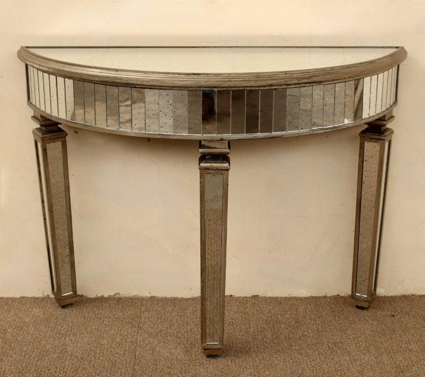 Mirrored Half Moon Table