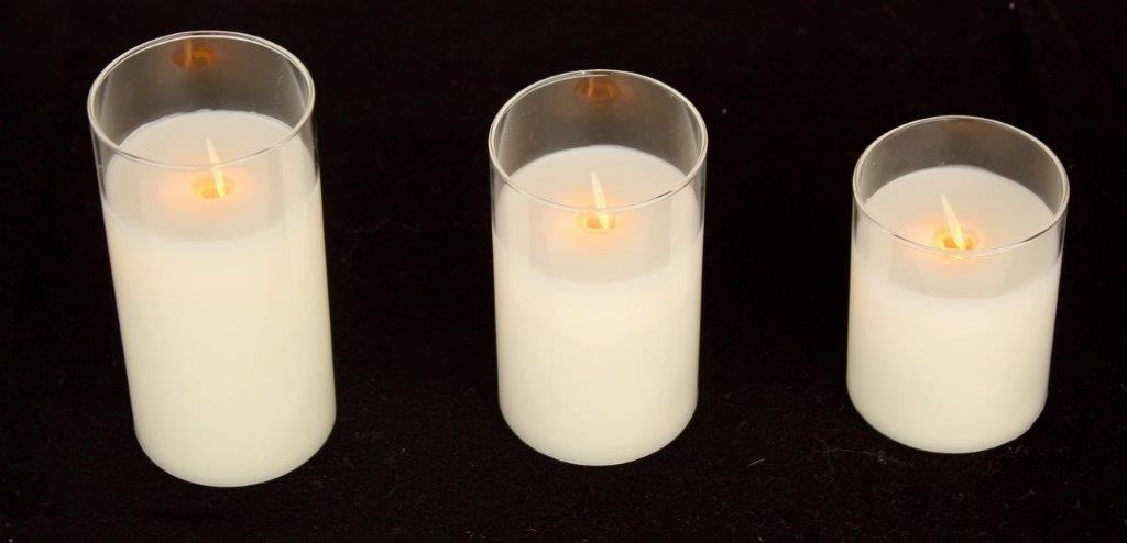 Set Of 3 Wax Candles LED