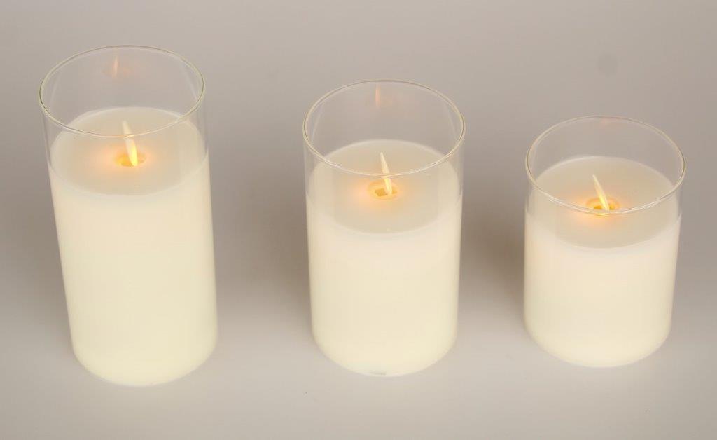 Set Of 3 Wax Candles LED