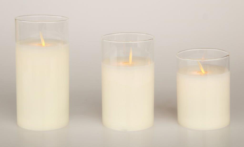Set Of 3 Wax Candles LED