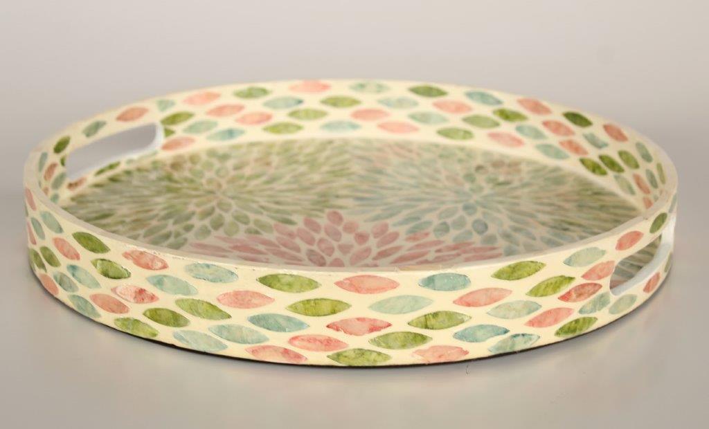 Round Pink & Green Capaz Tray