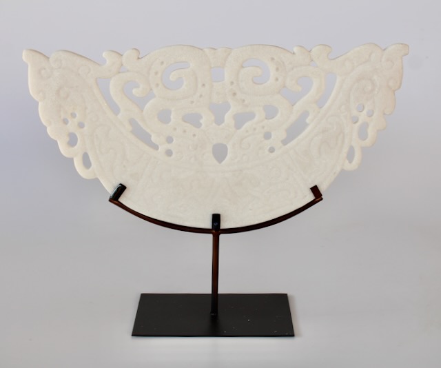 Large White Cut Out Sandstone On Metal Stand