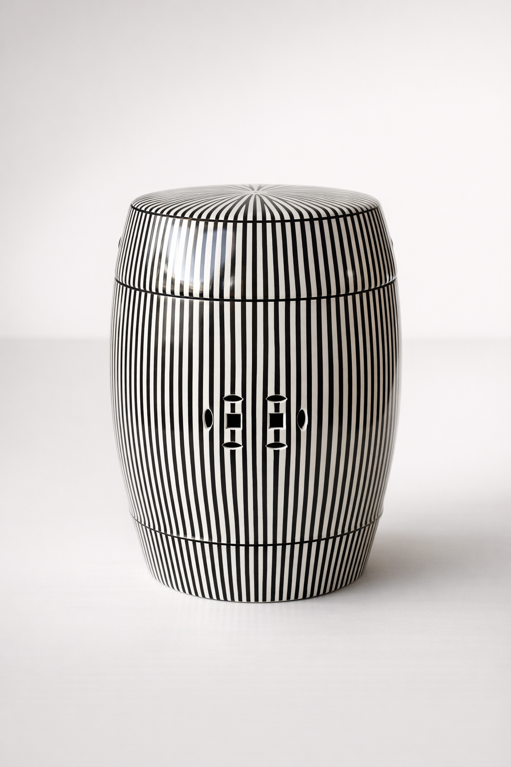 Black & White Stripe Garden Stool