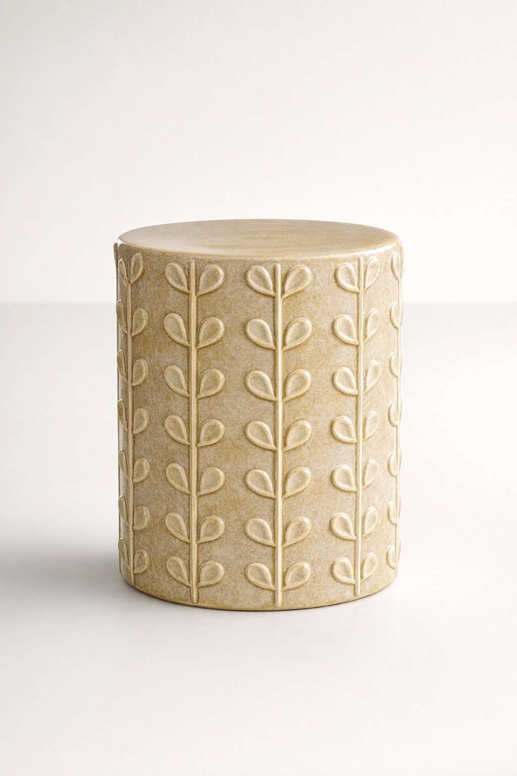 Cream Beige Ceramic Flower Garden Stool