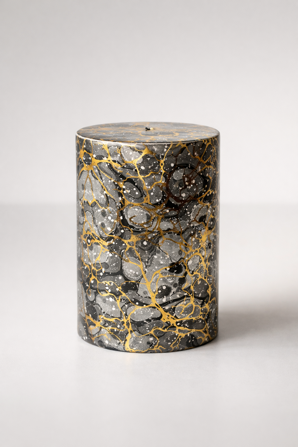 BLACK GREY AND GOLD GARDEN STOOL  43X33CM