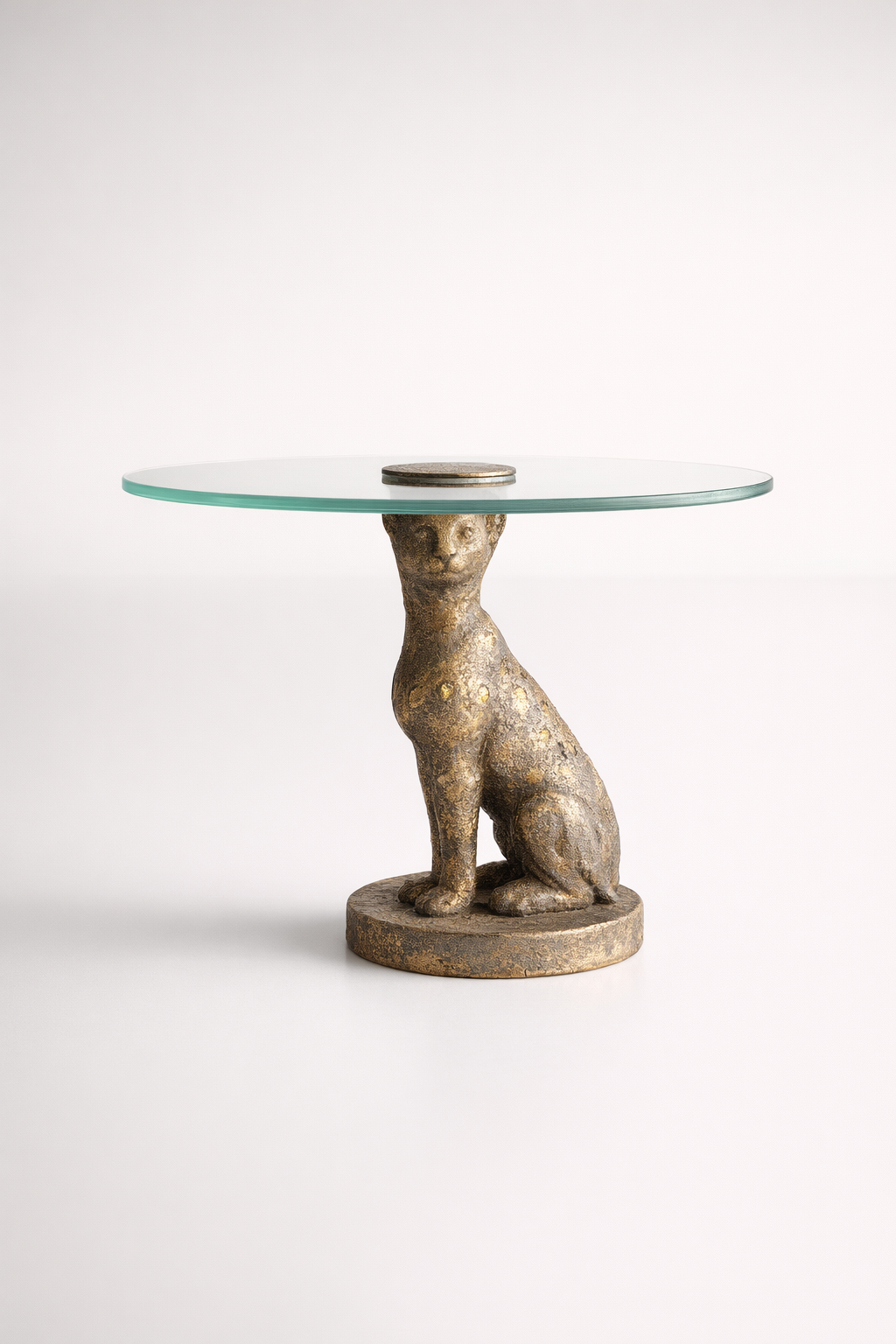 Metal Leopard Cake Stand Glass Top